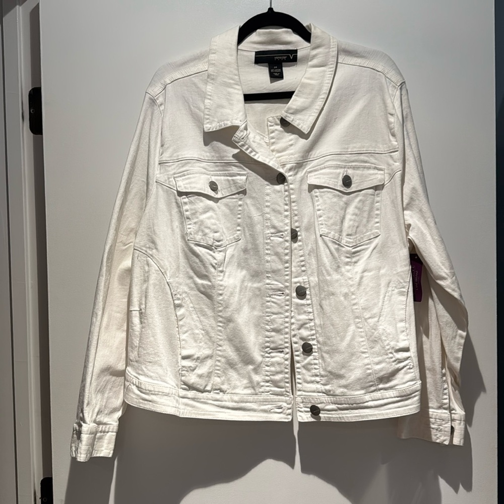 Venezia White Denim Jacket with Pockets - Size 26